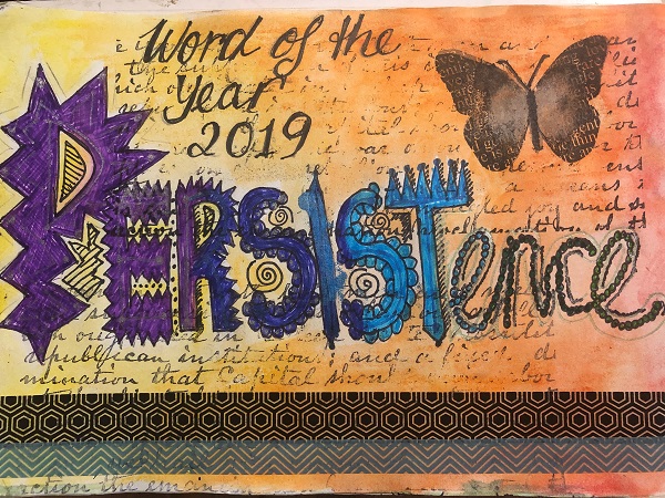 The word Persistence from my art journal